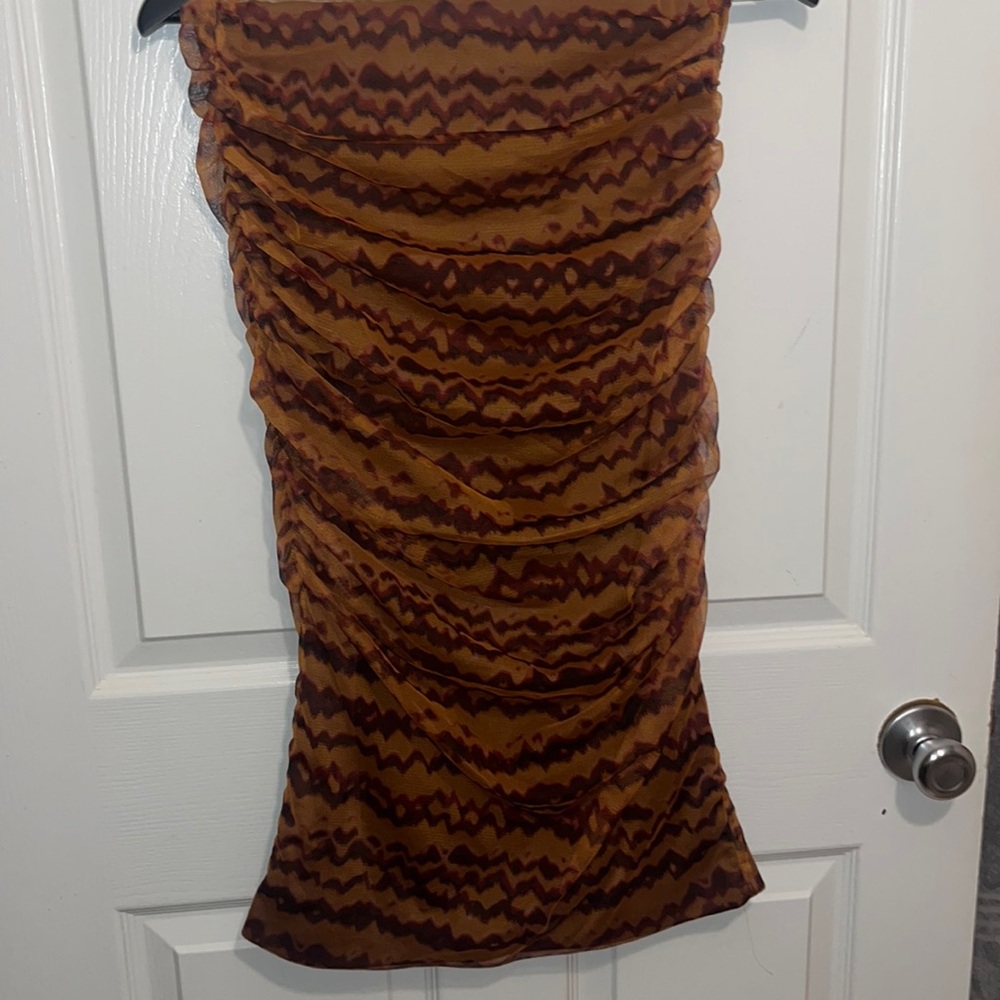 Orange multi tone midi skirt